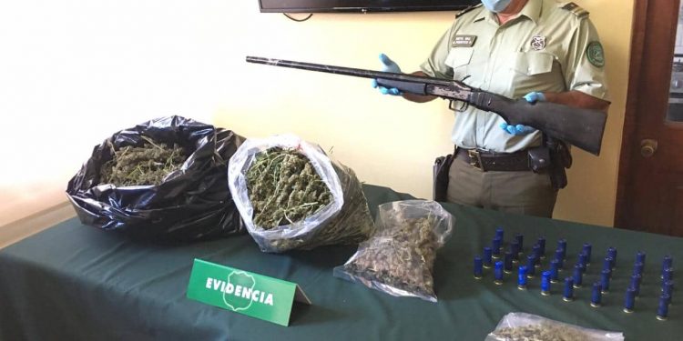 Detienen a tío y su sobrino por infracción a Ley de Armas y tráfico de drogas en Ninquihue
