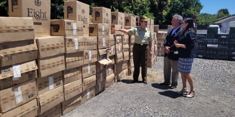 Chillán: Desbaratan agrupación criminal e incautan más de $1.100 millones en cigarrillos